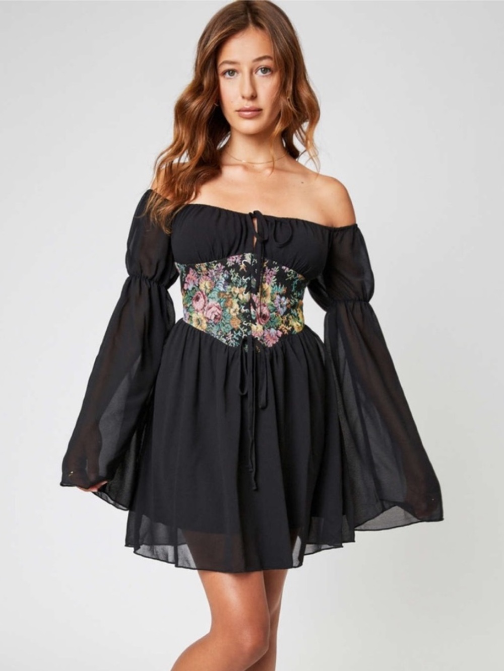 Cider Floral Corset Mini Dress
